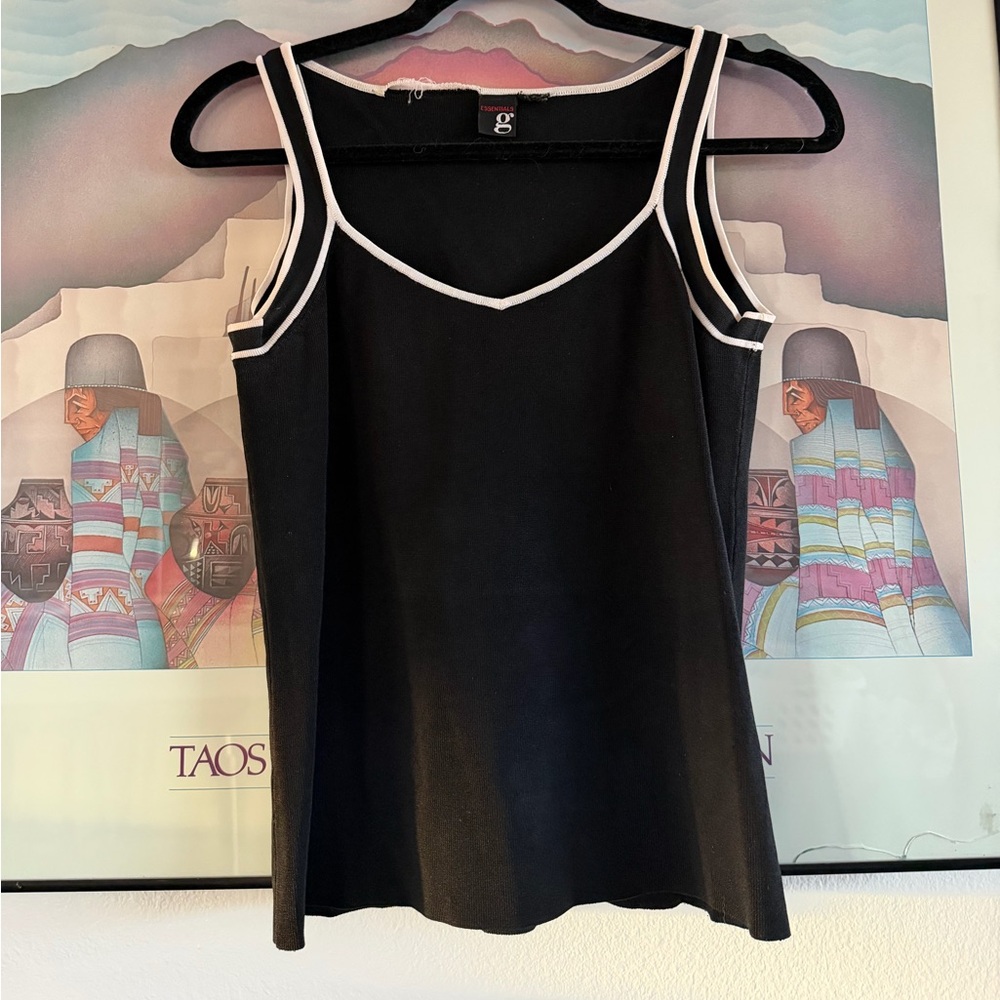 Essentials Black Top with White Accents